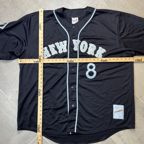 Vintage Evolution New York Baseball Jersey Men 3XL Navy #8 Y2K - Picture 4 of 10